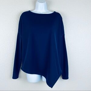 Graced by Grit Navy Asymmetric Hem Fleece Lined Tee Size S